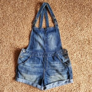 Denizen Levi's Denim Shortall Overall Large Medium Wash Cute Shorts